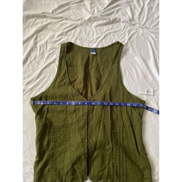 Old Navy Green Sleeveless Button-Front Top Womens L - Picture 2 of 10